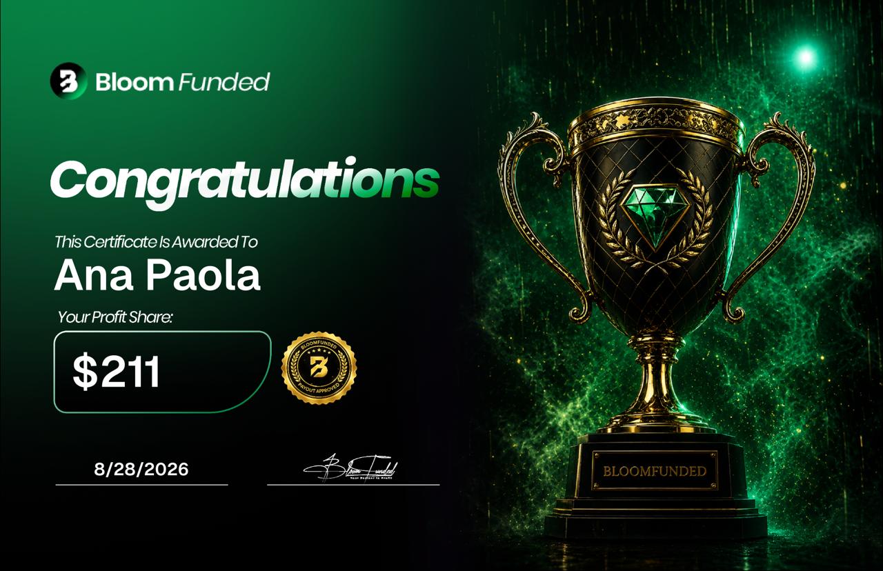 BloomFunded payout certificate awarded to Ana Paola for $211