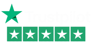 Trustpilot logo with five green stars